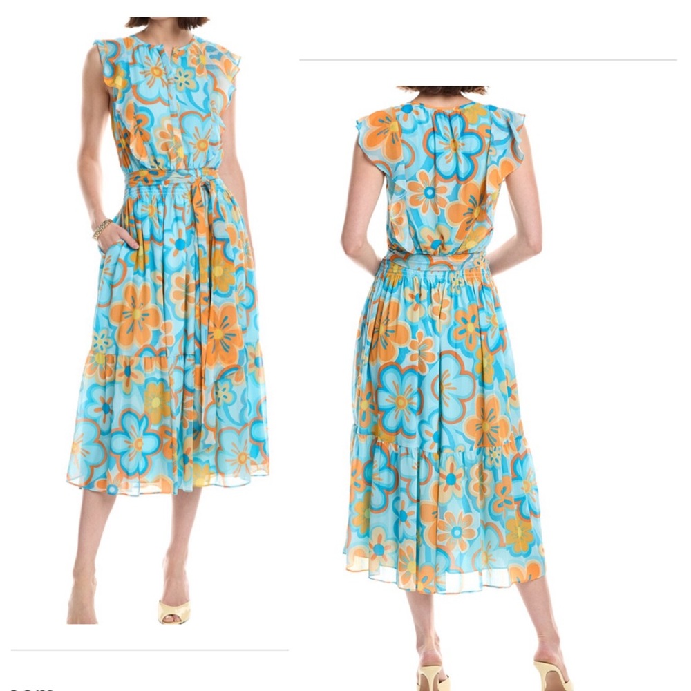 Ramy Brook Elle Floral cap Sleeve Chiffon dress NWT Sz M